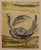 Françoise Gilot: Esthajnal madár (1982 - 76x56cm - monotípia)